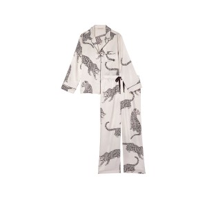 Пижама Victoria’s Secret The Satin Long PJ Set White Leopard