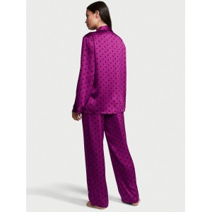 Пижама The Satin Long PJ Set Raspberry Cooler Dot