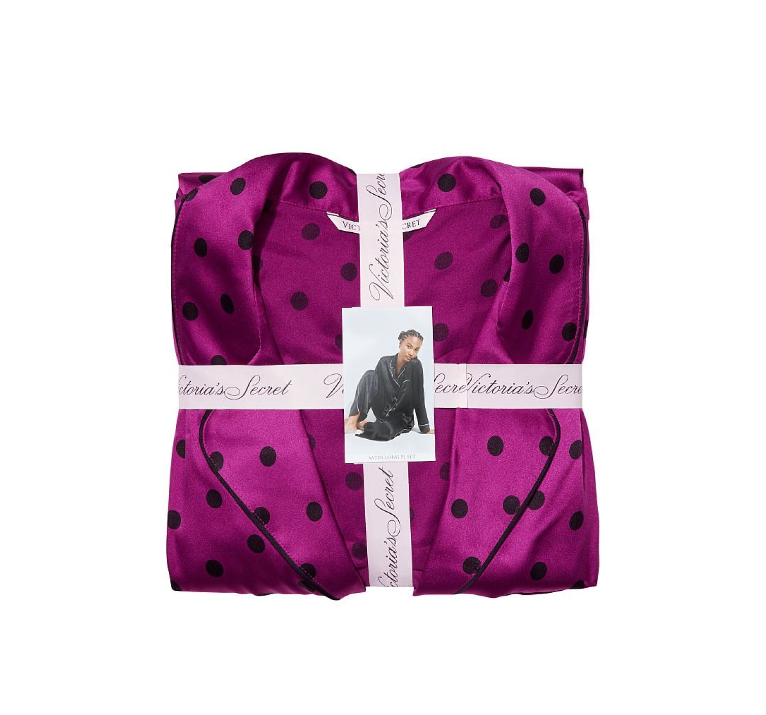 Пижама The Satin Long PJ Set Raspberry Cooler Dot