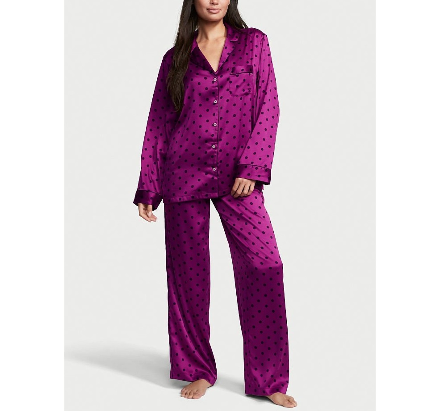Пижама The Satin Long PJ Set Raspberry Cooler Dot