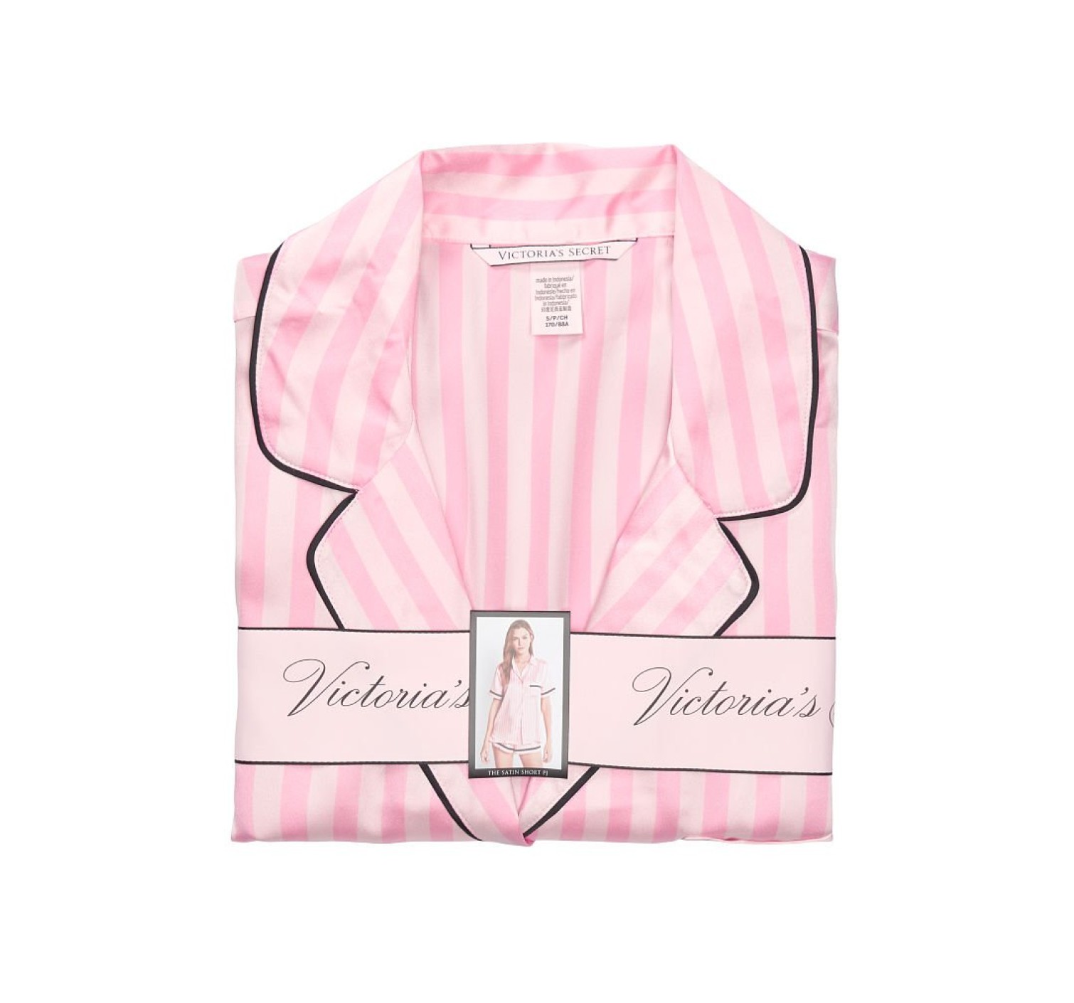 Сатиновая пижама в розовую полоску Victoria’s Secret Satin Short Pajama Set Iconic Stripe