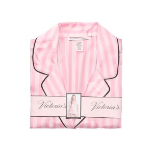 Сатиновая пижама в розовую полоску Victoria’s Secret Satin Short Pajama Set Iconic Stripe