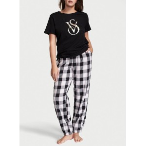 Пижама Victoria’s Secret Cotton & Flannel Tee-jama Set Multicolored