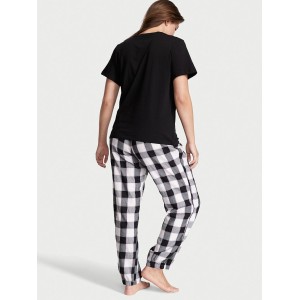 Пижама Victoria’s Secret Cotton & Flannel Tee-jama Set Multicolored