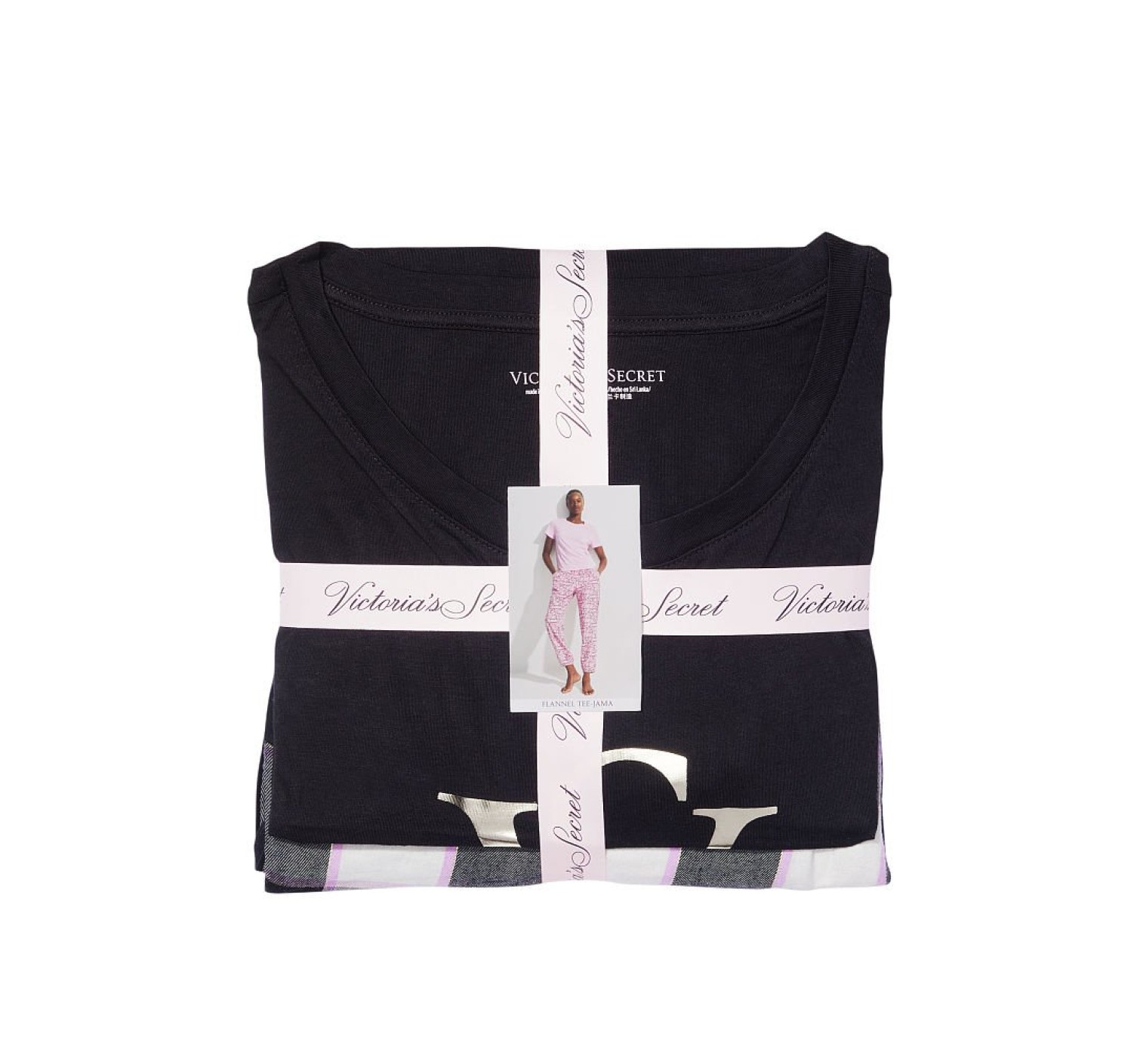 Пижама Victoria’s Secret Cotton & Flannel Tee-jama Set Multicolored