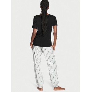 Пижама Victoria’s Secret Cotton & Flannel Tee-jama Set White Sweet Dreams