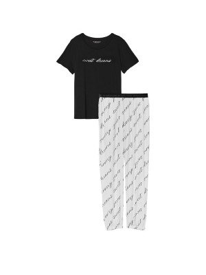Пижама Victoria’s Secret Cotton & Flannel Tee-jama Set White Sweet Dreams