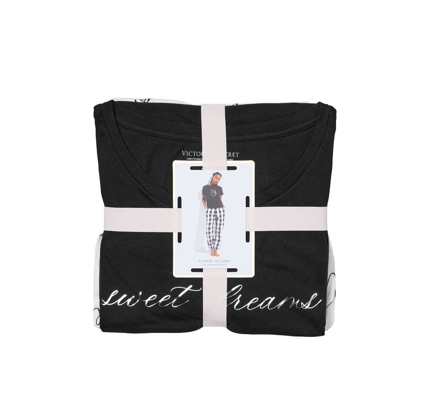 Пижама Victoria’s Secret Cotton & Flannel Tee-jama Set White Sweet Dreams