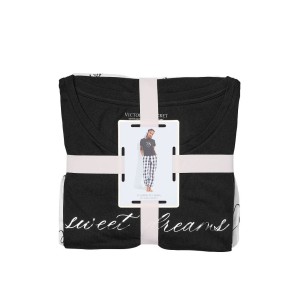 Пижама Victoria’s Secret Cotton & Flannel Tee-jama Set White Sweet Dreams