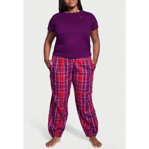 Пижама Victoria’s Secret Cotton & Flannel Tee-jama Set Purple Plaid