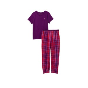 Пижама Victoria’s Secret Cotton & Flannel Tee-jama Set Purple Plaid