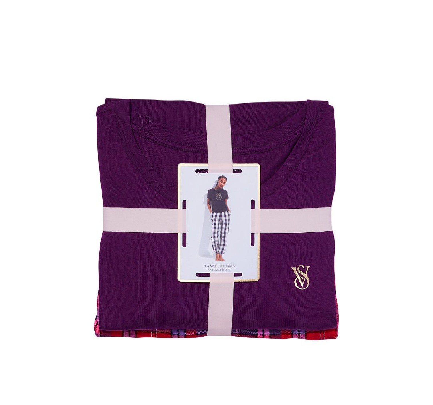 Пижама Victoria’s Secret Cotton & Flannel Tee-jama Set Purple Plaid