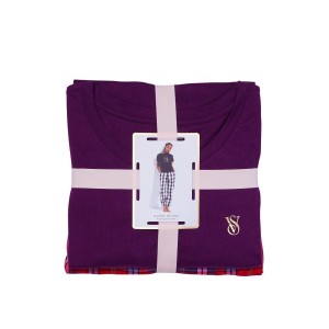 Пижама Victoria’s Secret Cotton & Flannel Tee-jama Set Purple Plaid
