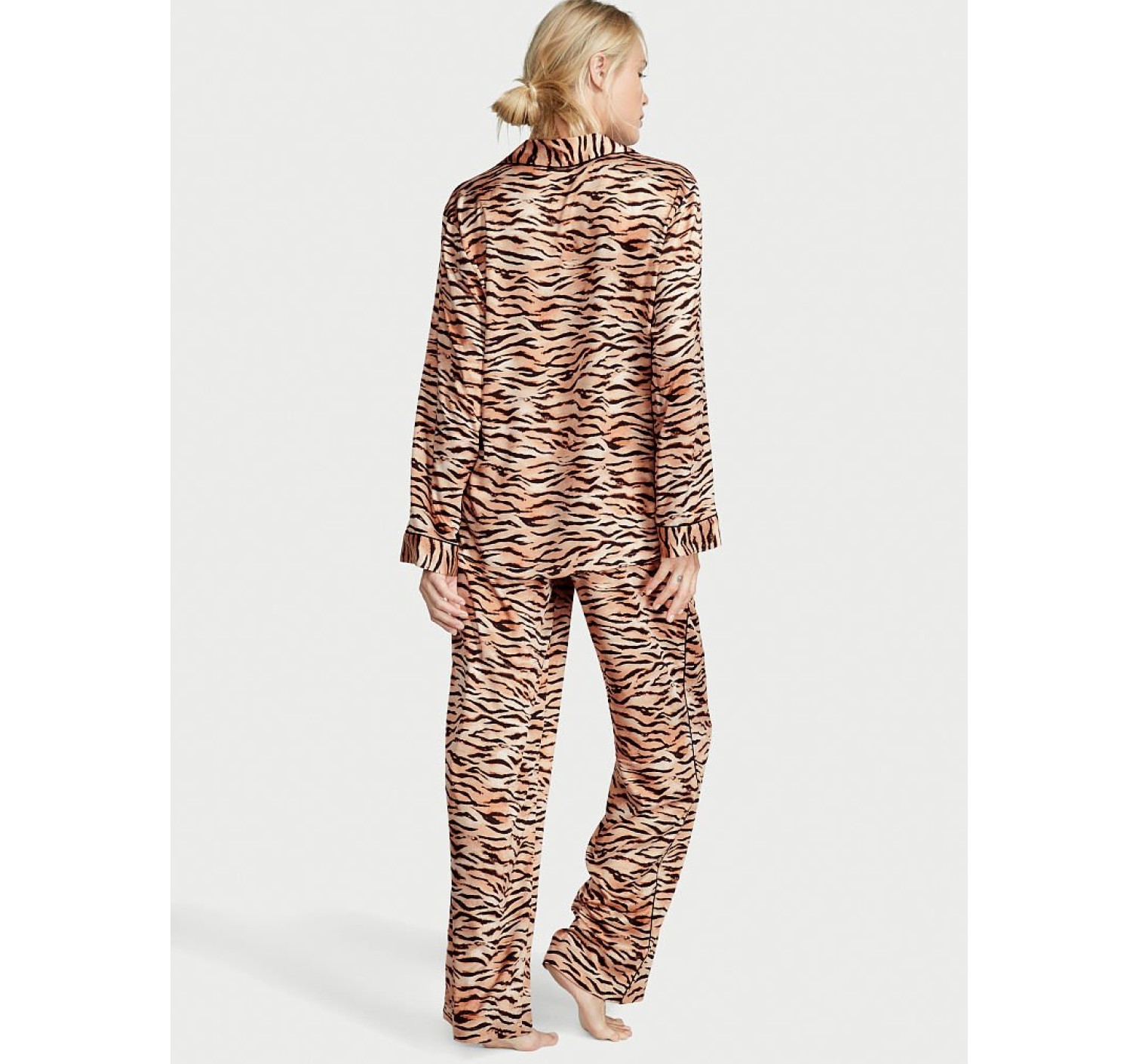 Піжама Victoria Secret The Satin Long PJ Set Champagne Tiger