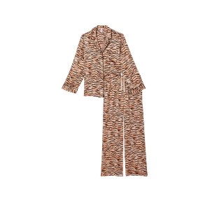 Піжама Victoria Secret The Satin Long PJ Set Champagne Tiger