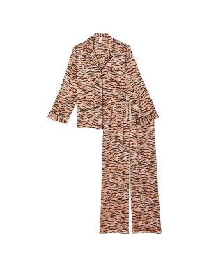 Пижама Victoria’s Secret The Satin Long PJ Set Champagne Tiger