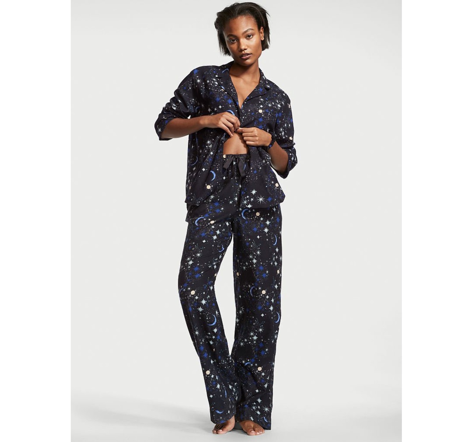 Пижама Victoria’s Secret Flannel Long PJ Set Stars print