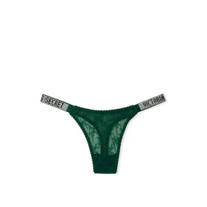 Трусики VS Very Sexy Lace logo with Shine Strap Thong panty Green