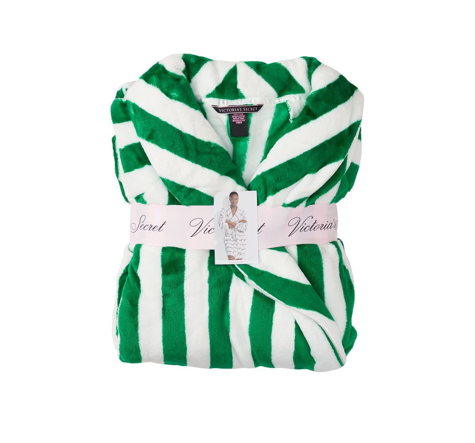 Халат Victoria’s Secret Logo Short Cozy Robe Green Stripes