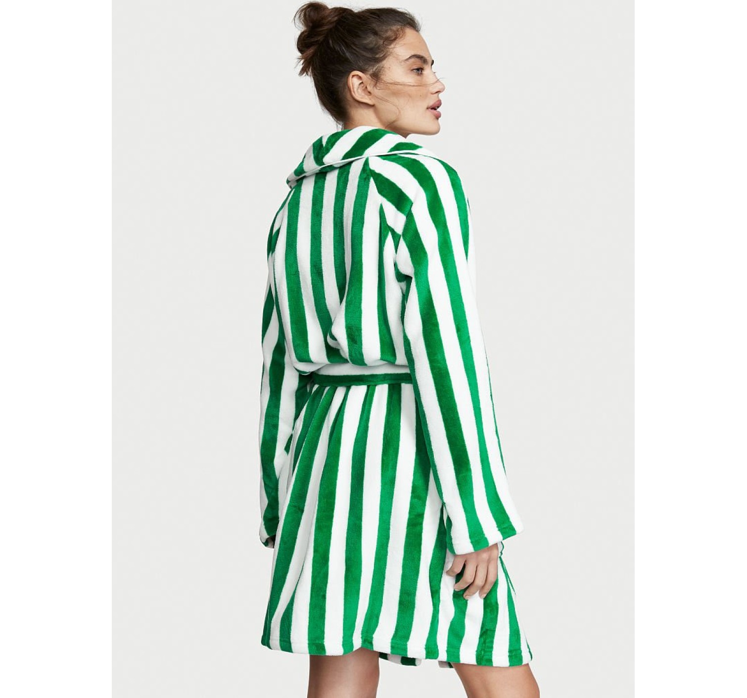 Халат Victoria’s Secret Logo Short Cozy Robe Green Stripes