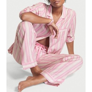 Пижама Victoria’s Secret Flannel Long PJ Set Pink Stripes