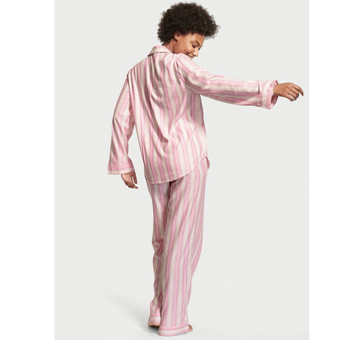 Пижама Victoria’s Secret Flannel Long PJ Set Pink Stripes