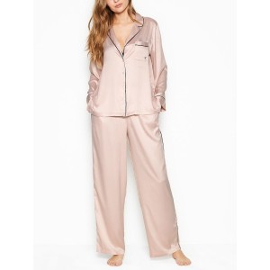 Пижама Victoria’s Secret Satin Long PJ Set Light Pink Fizz