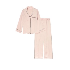 Пижама Victoria’s Secret Satin Long PJ Set Light Pink Fizz