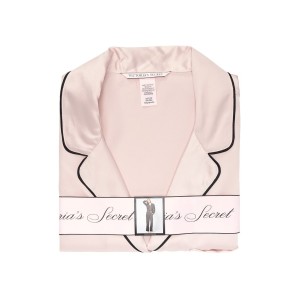Пижама Victoria’s Secret Satin Long PJ Set Light Pink Fizz