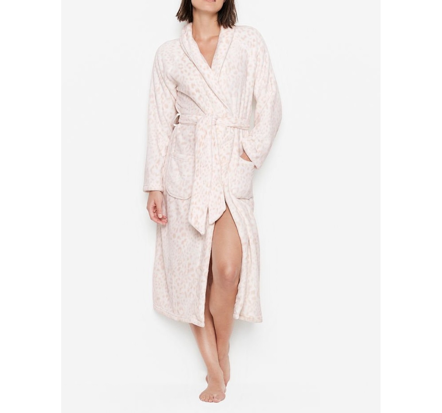 Халат Victoria's Secret Cozy Plush Long Robe Pink Leopard