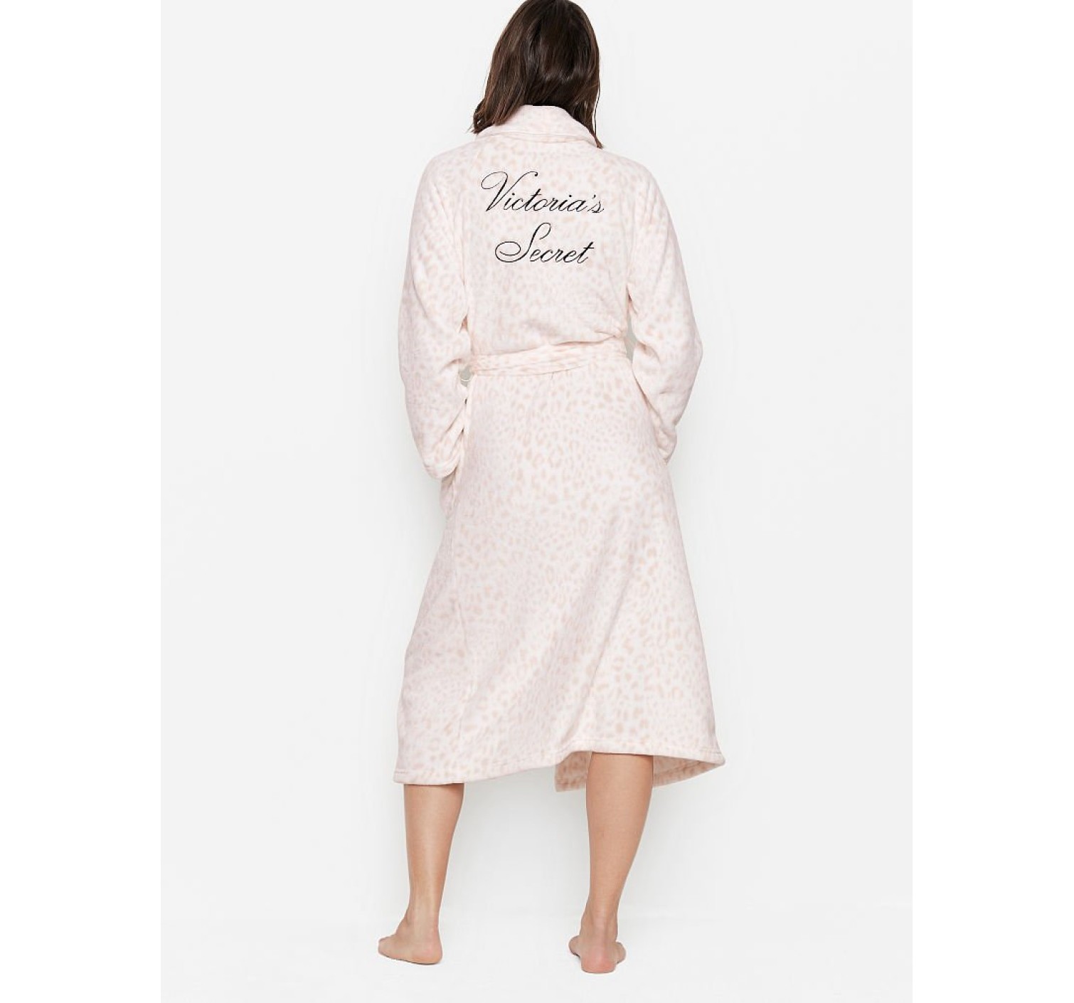 Халат Victoria's Secret Cozy Plush Long Robe Pink Leopard