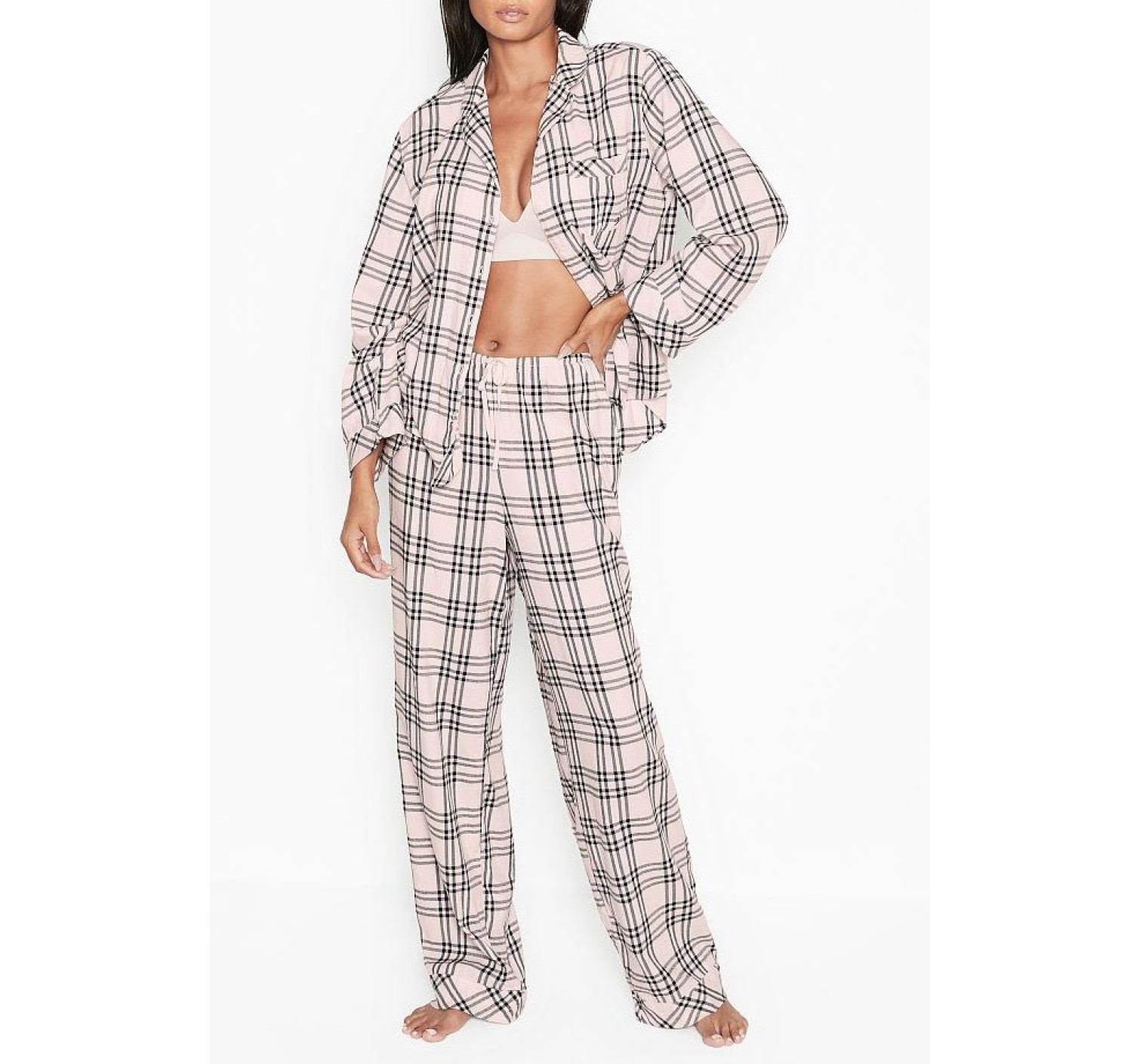 Піжама Victoria's Secret Flannel Long PJ Set plaid print
