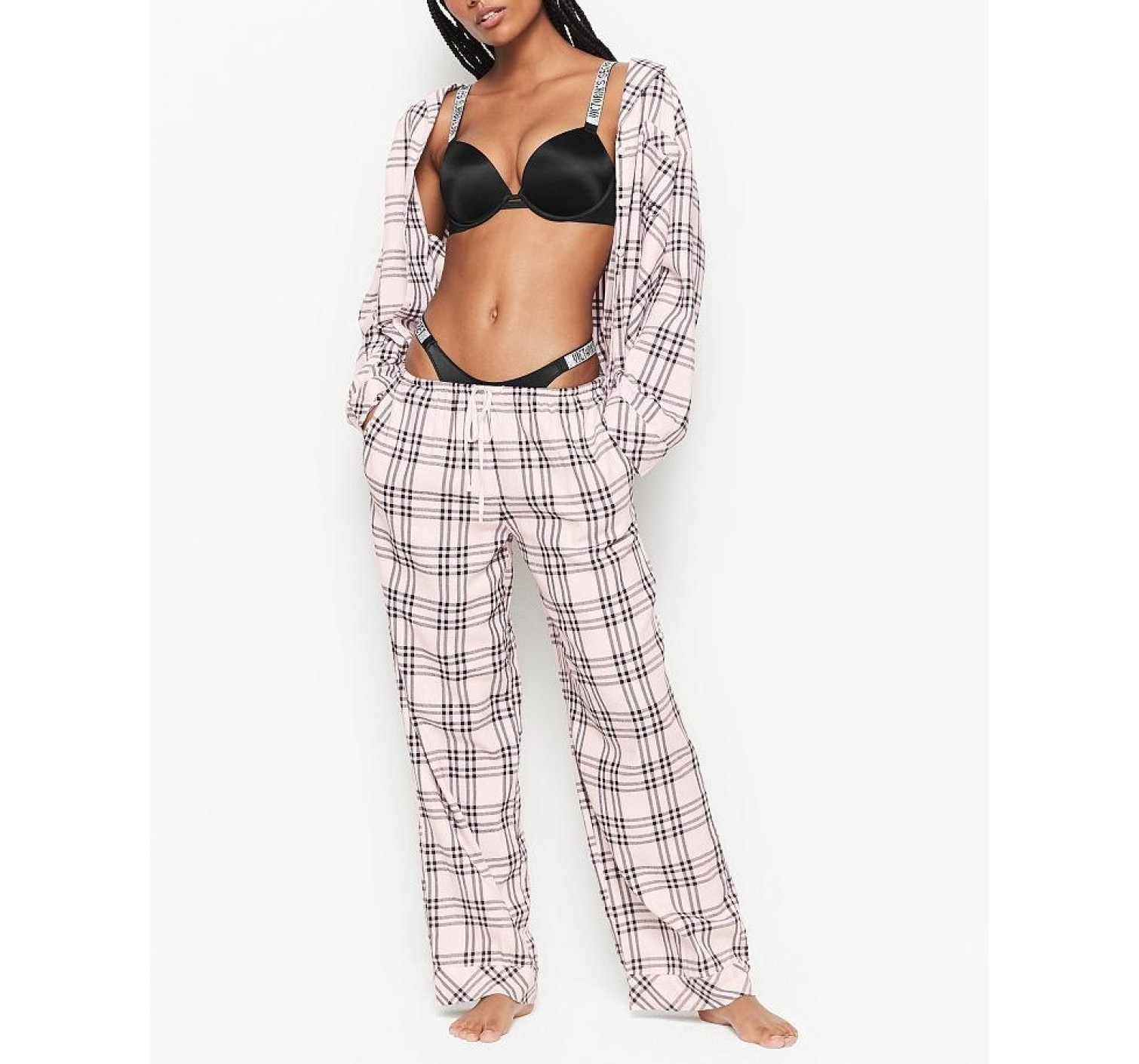 Піжама Victoria's Secret Flannel Long PJ Set plaid print