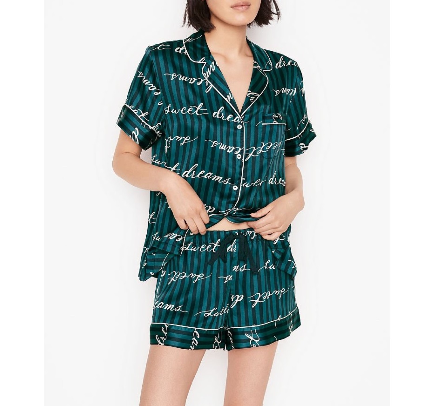 Піжама Victoria's Secret Satin Short PJ Set Logo print