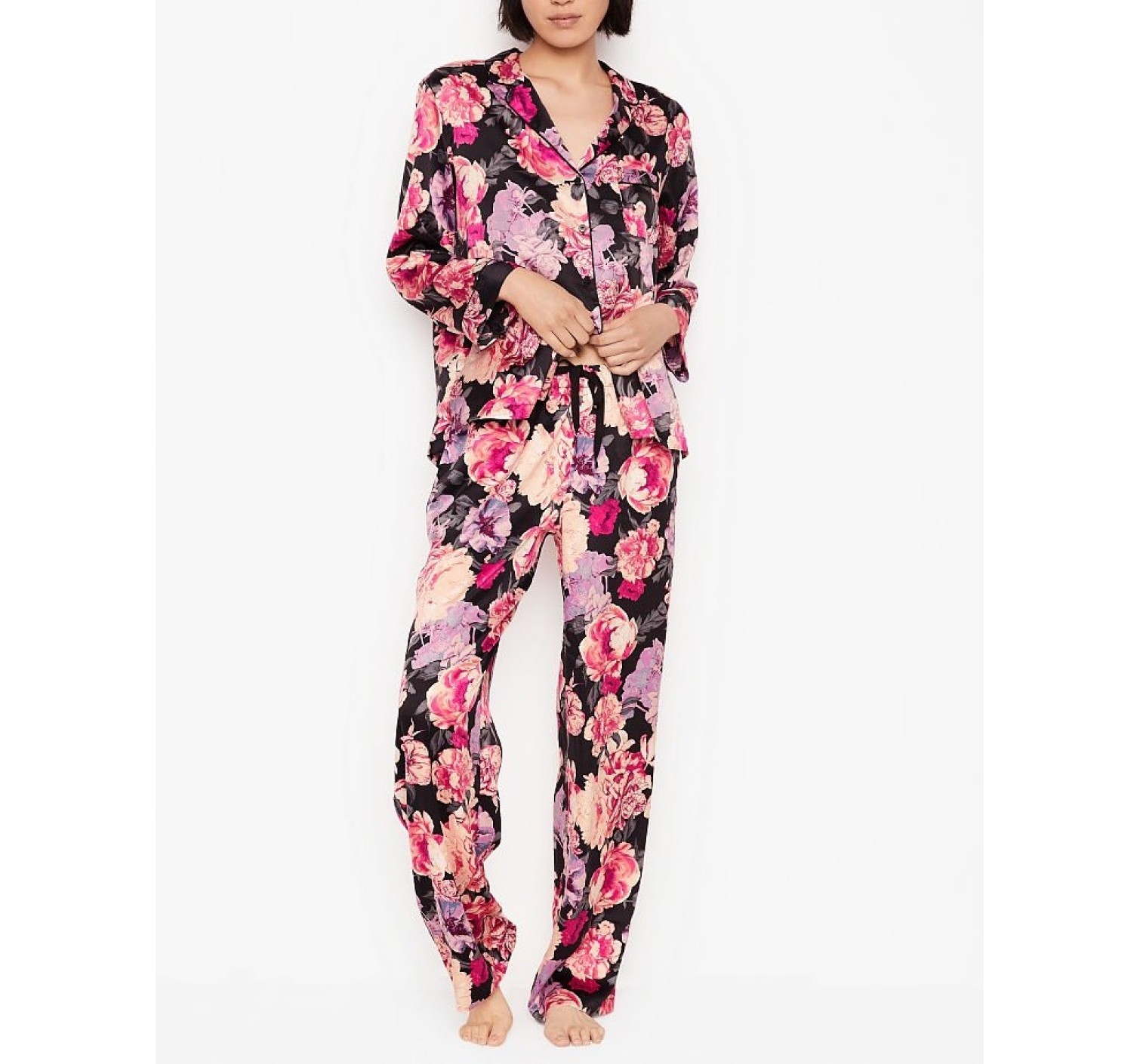 Піжама Victoria's Secret Satin Long PJ Set Floral print