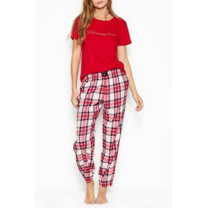 Піжама Victoria's Secret Red Cotton & Flannel Long Lounge PJ Set