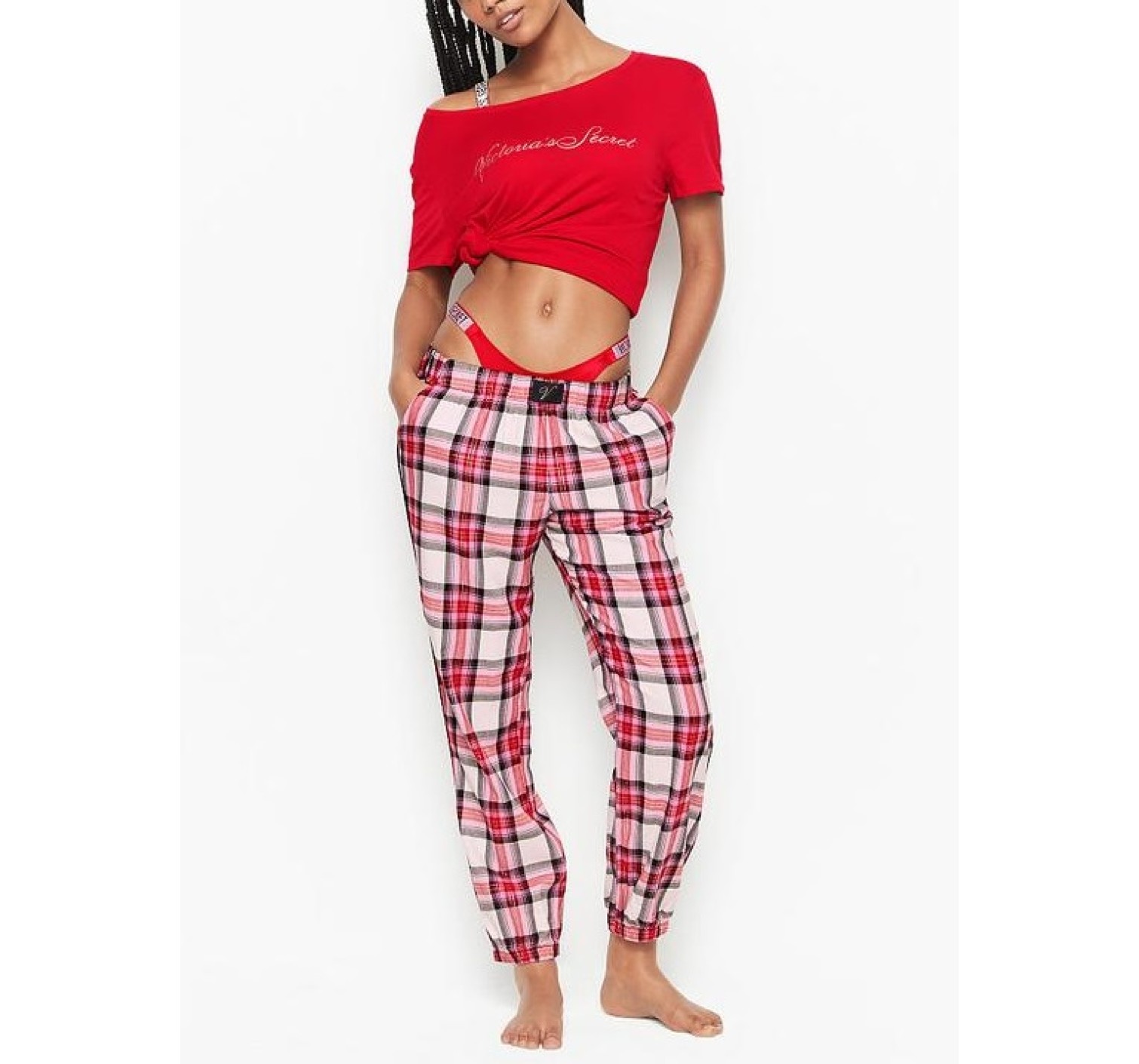 Піжама Victoria's Secret Red Cotton & Flannel Long Lounge PJ Set