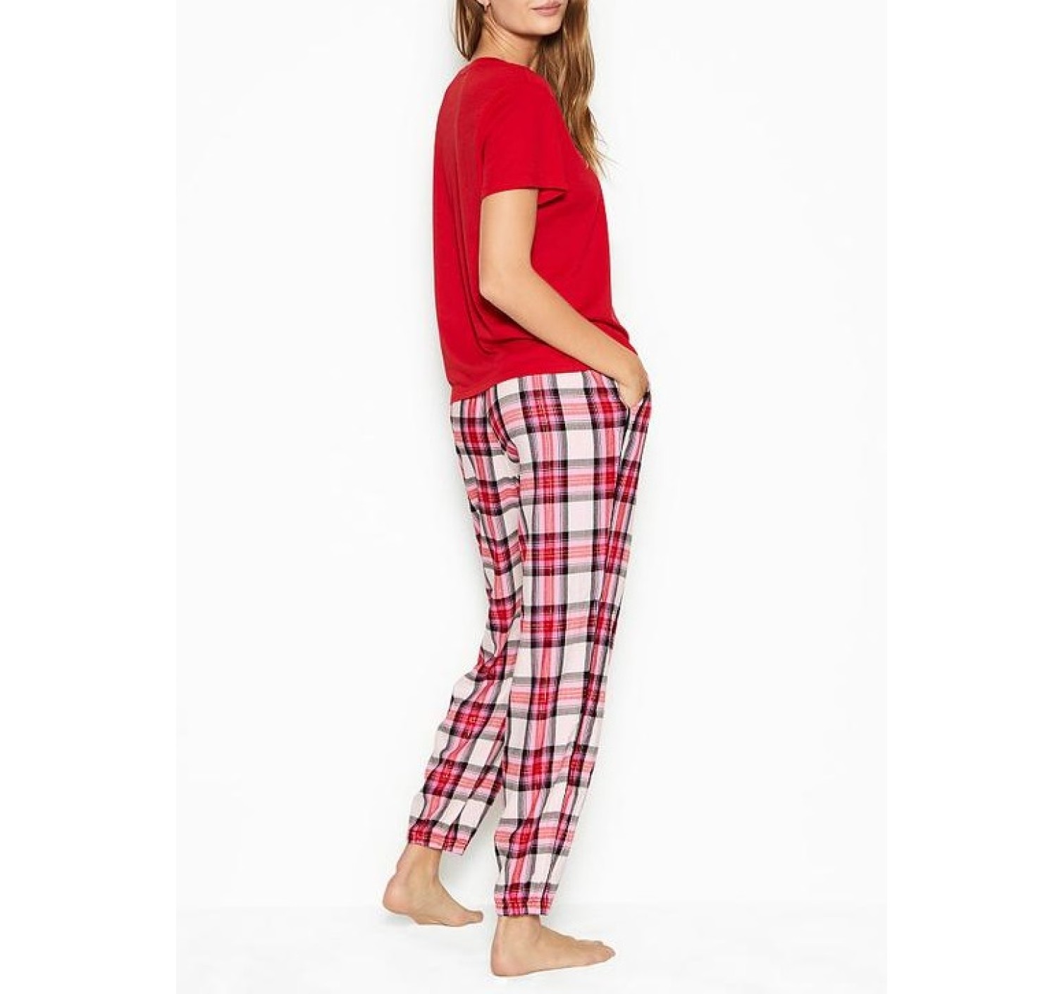 Піжама Victoria's Secret Red Cotton & Flannel Long Lounge PJ Set