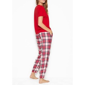 Піжама Victoria's Secret Red Cotton & Flannel Long Lounge PJ Set