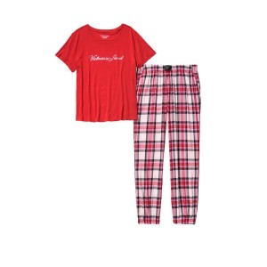 Піжама Victoria's Secret Red Cotton & Flannel Long Lounge PJ Set