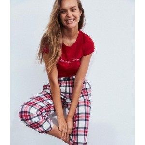 Піжама Victoria's Secret Red Cotton & Flannel Long Lounge PJ Set
