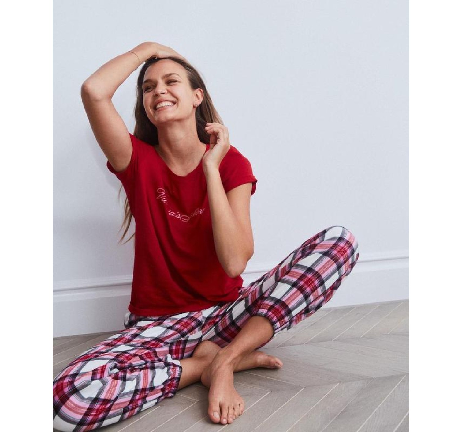 Піжама Victoria's Secret Red Cotton & Flannel Long Lounge PJ Set