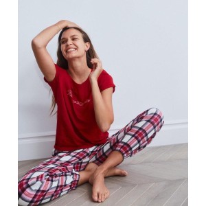 Піжама Victoria's Secret Red Cotton & Flannel Long Lounge PJ Set