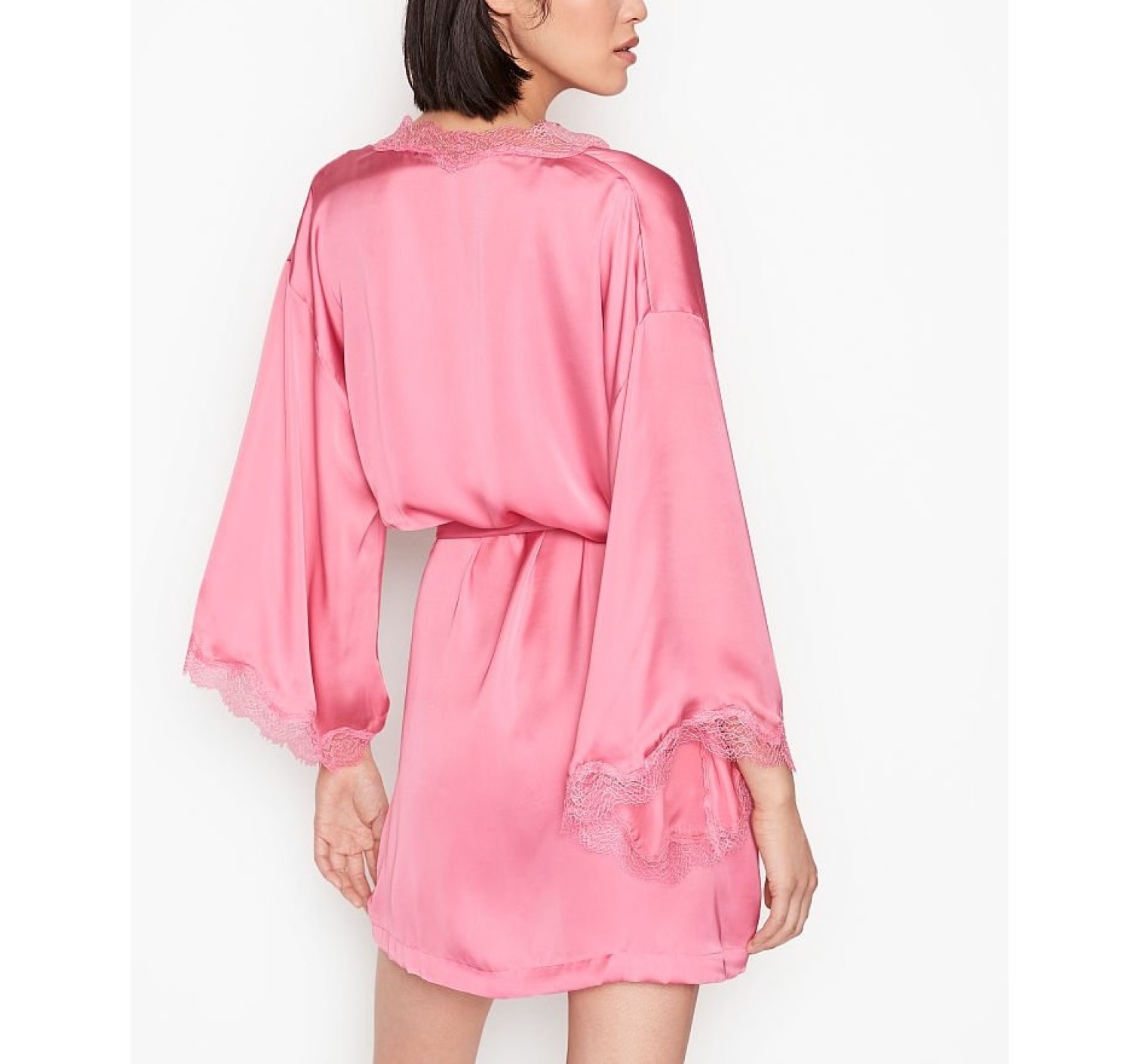 Халат Victoria's Secret Satin Lace Trim Robe So Rose
