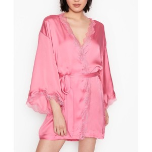 Халат Victoria's Secret Satin Lace Trim Robe So Rose