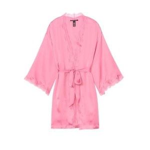 Халат Victoria's Secret Satin Lace Trim Robe So Rose