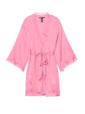 Халат Victoria's Secret Satin Lace Trim Robe So Rose