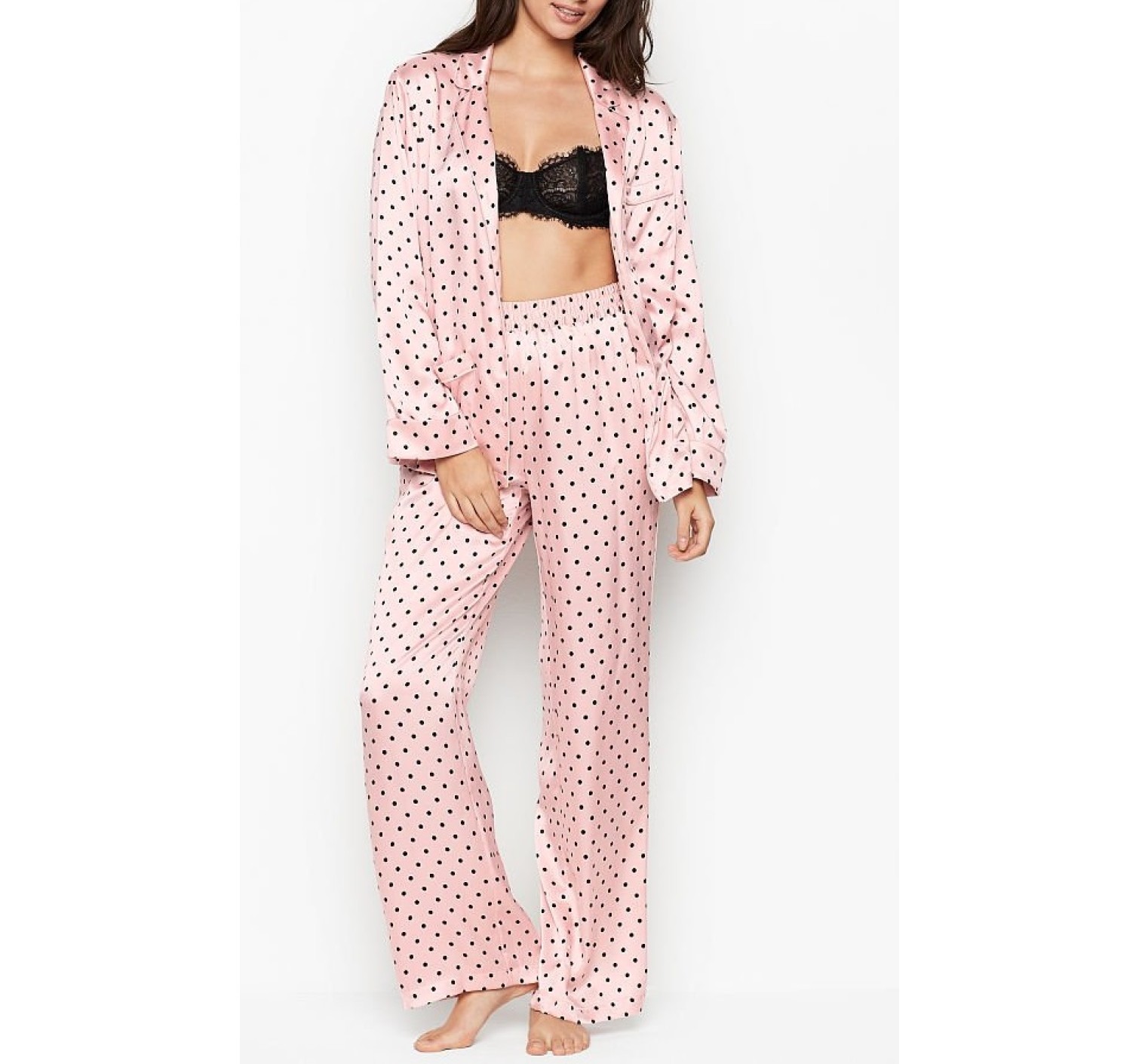 Шовкова піжама Вікторія Сікрет Silk Long PJ Set