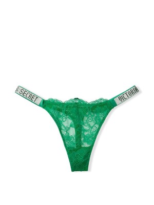 Трусики Victoria's Secret Very Sexy Green Lace with Shine Strap Thong panty