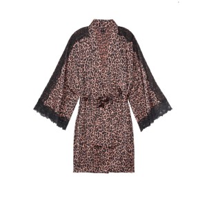 Халат Victoria's Secret Satin Lace Kimono Leopard